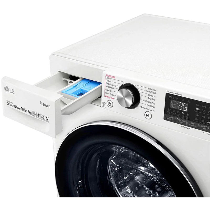 طراحی کشوی مواد شوینده ماشین لباسشویی ال جی WDV9142 رنگ سفید