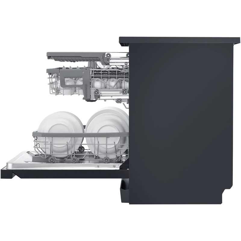 نمای بغل ماشین ظرفشویی مشکی ال جی DF425HMS
