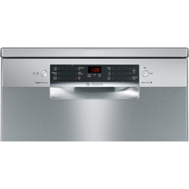 دکمه های کنترلی و صفحه نمایش ماشین ظرفشویی نقره ای بوش SMS46NI01B