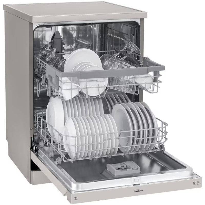 ماشین ظرفشویی ال جی 512 رنگ نقره ای پلاتینیومی با پشتیبانی از برنامه LG ThinQ