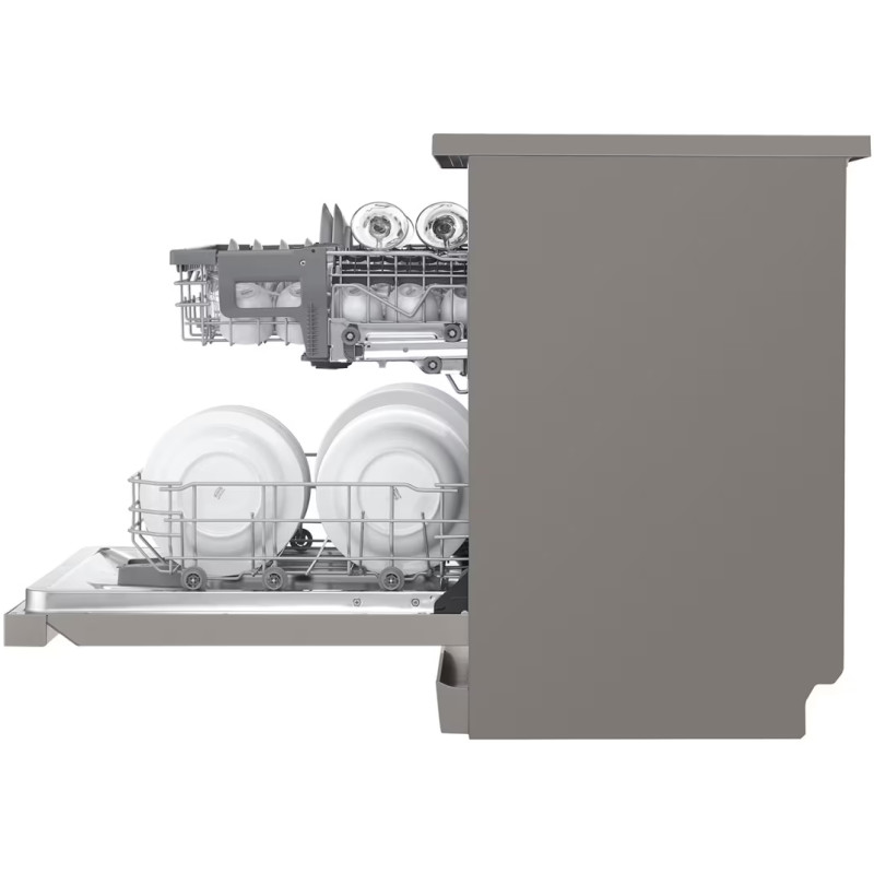 ماشین ظرفشویی ال جی DFB512FP رنگ نقره ای پلاتینیومی از نمای بغل