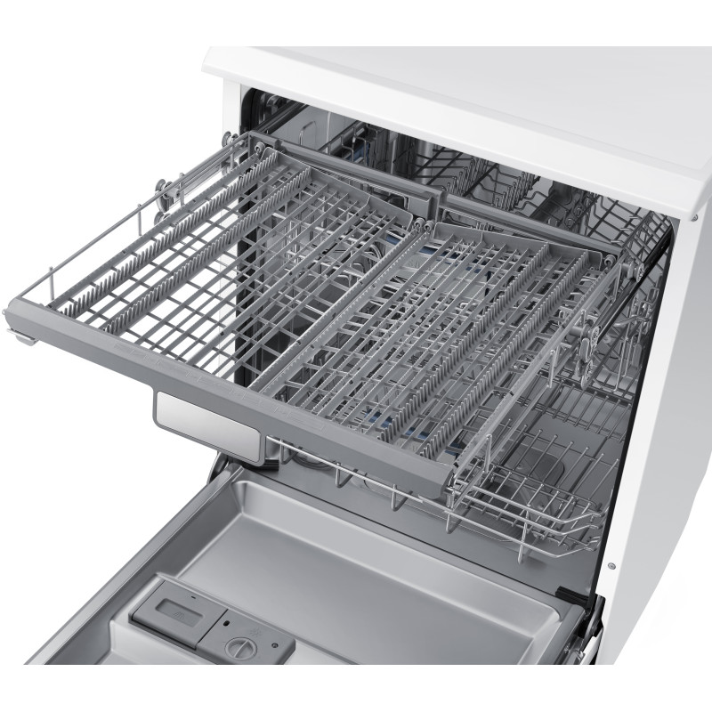 ماشین ظرفشویی سامسونگ 6050 رنگ سفید با طبقه یا سبد قاشق و چنگال