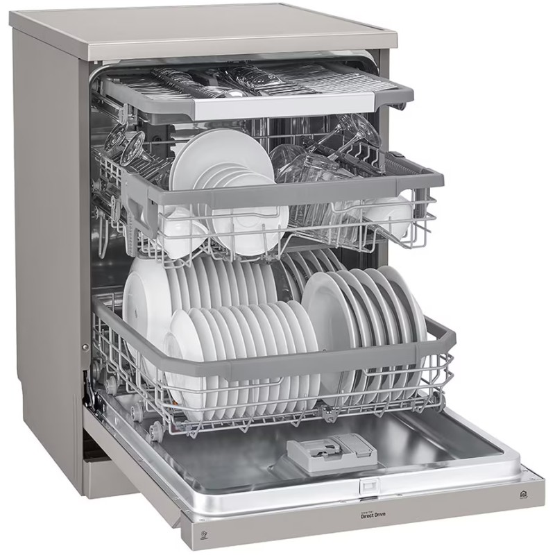 ماشین ظرفشویی ال جی 425 رنگ نقره ای پلاتینیومی با پشتیبانی از برنامه LG ThinQ