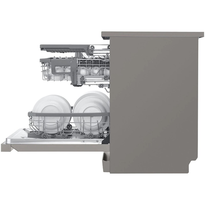 ماشین ظرفشویی ال جی DFB425FP رنگ نقره ای پلاتینیومی از نمای بغل