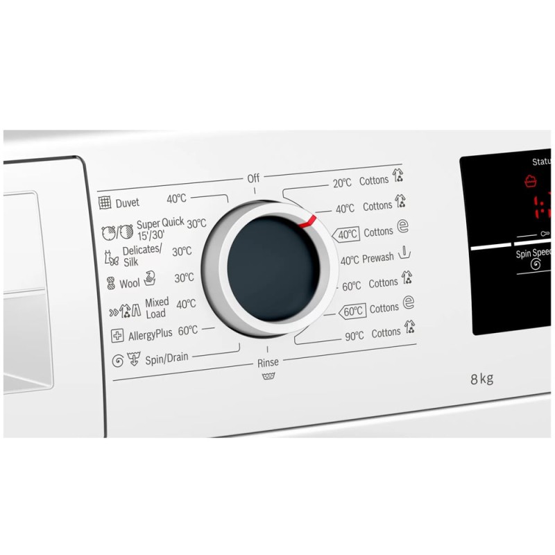 طراحی پنل کنترلی ماشین لباسشویی بوش WAJ20180ME رنگ سفید