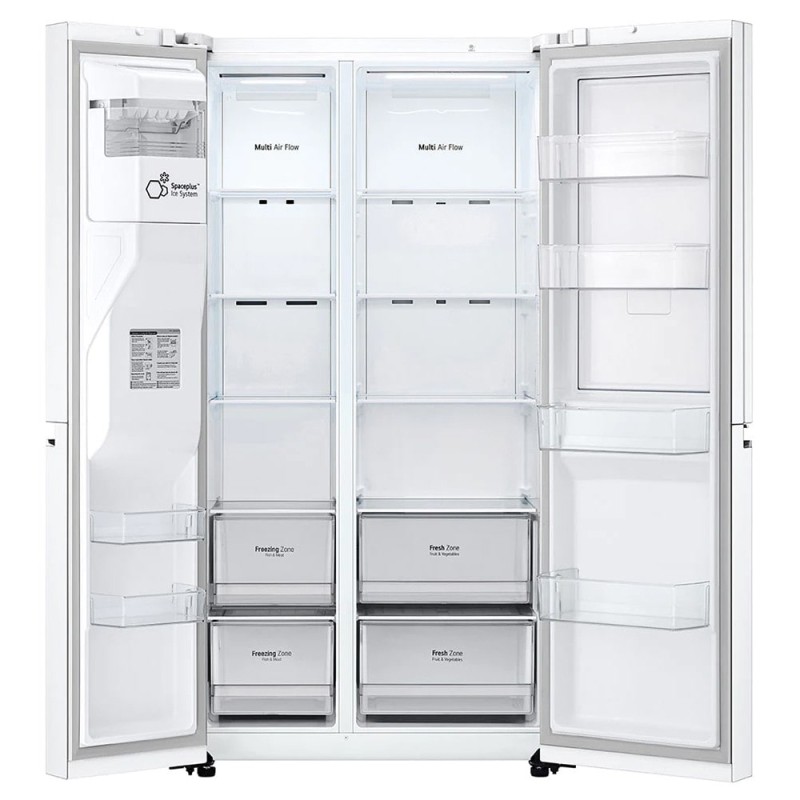طراحی فضای داخلی یخچال فریزر دو درب ال جی J257 رنگ سفید