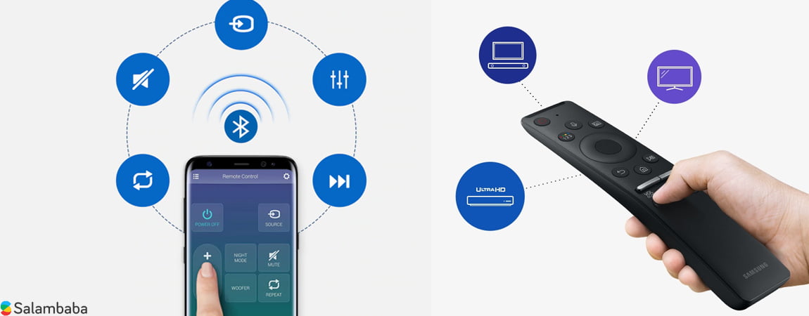 کنترل ساندبار سامسونگ R450 از طریق تلفن هوشمند و ریموت کنترل